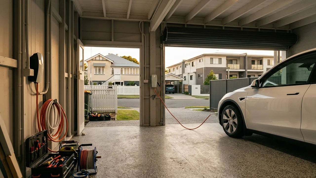 Brisbane ev charger installation context shot for "Why You Cannot Install an EV Charger Yourself in Queensland"