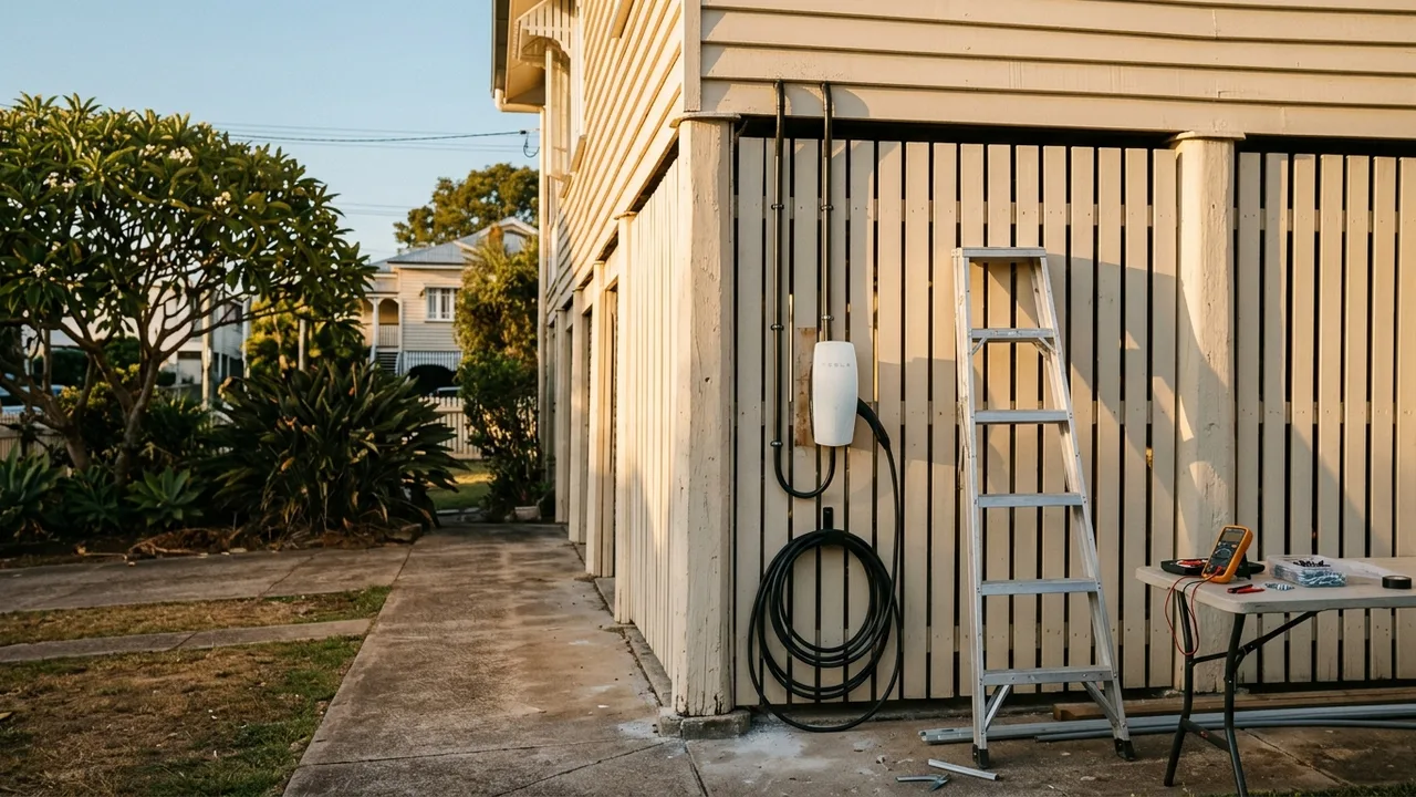 Brisbane ev charger installation context shot for "Installing an EV Charger in an Older Queenslander Home Is a Different Job"