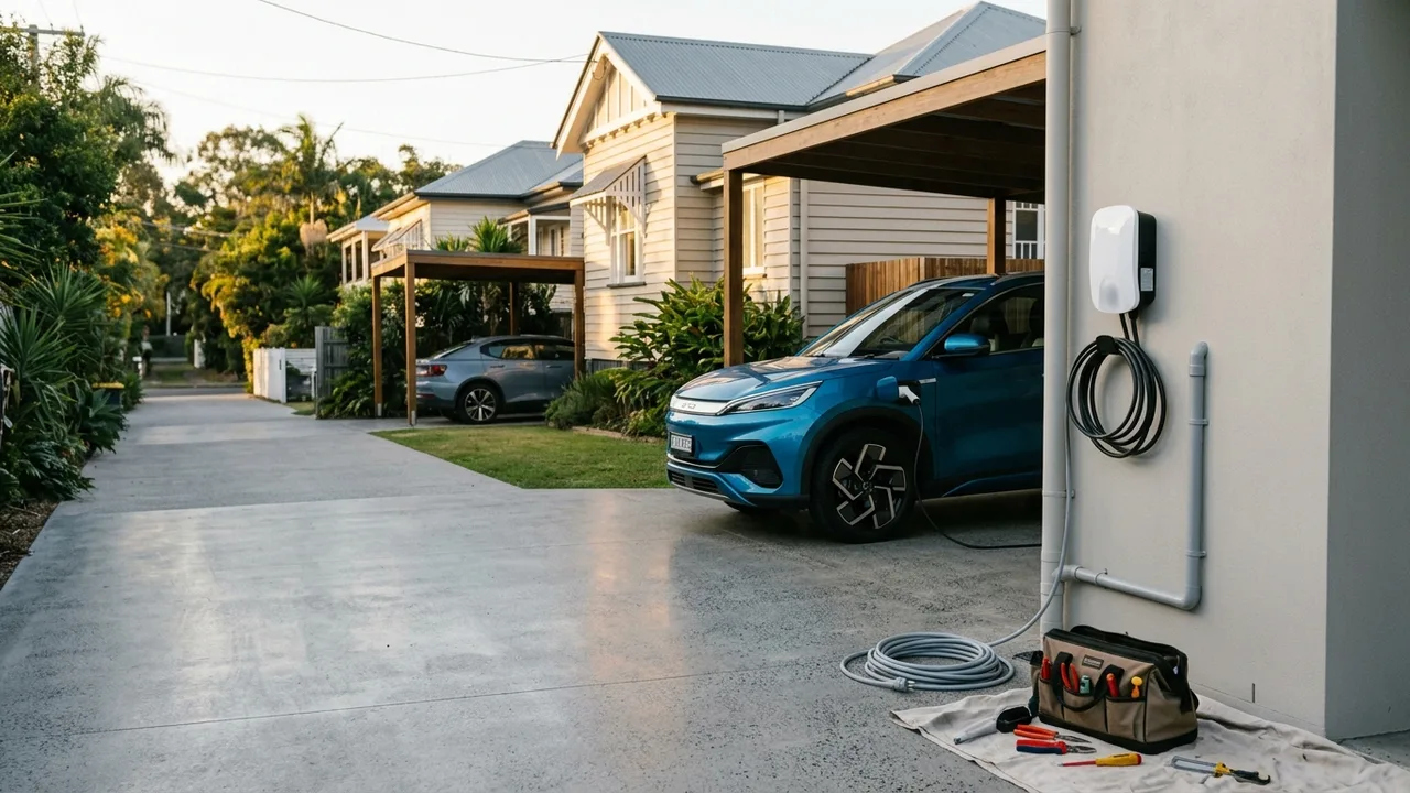 Brisbane ev charger installation context shot for "EV Charger Demand Is Rising Fast Across Brisbane's Inner North"