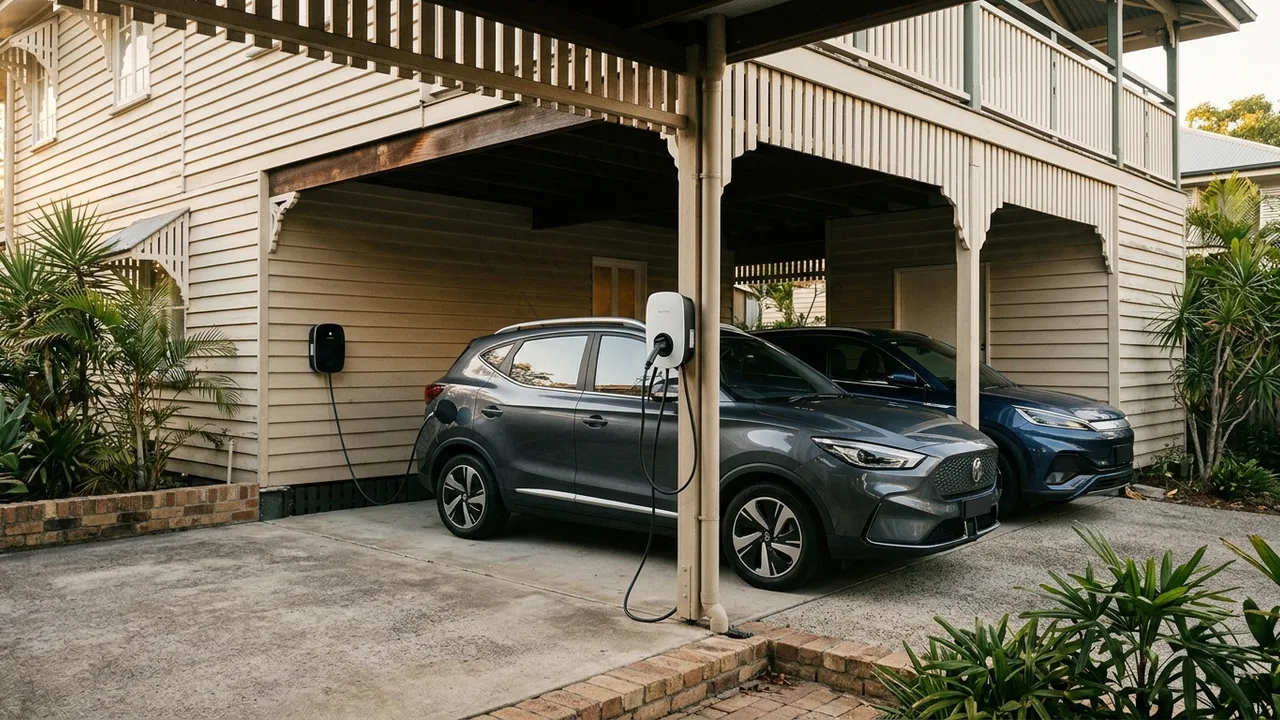 Brisbane ev charger installation context shot for "What Do Smart EV Charger Features Actually Do and Do You Need Them?"